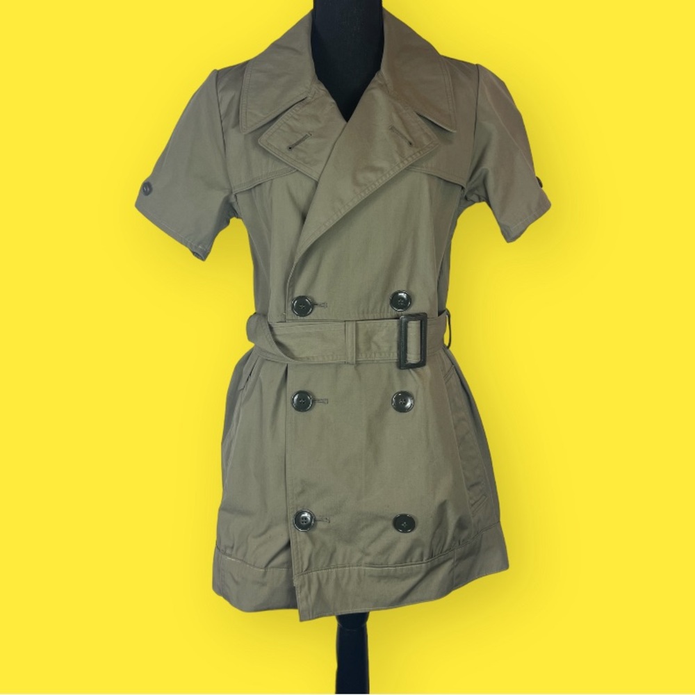 Unique vintage trench coat belted Urban Outfitters short sleeve y2k coat dress